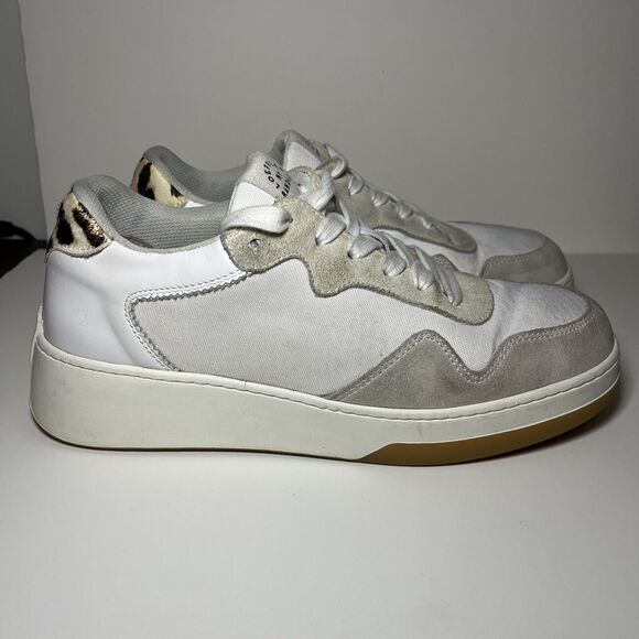 Loeffler Randall Kiera Platform Sneaker 9 Leather Suede Leopard Calf Hair Shoes - Picture 3 of 11